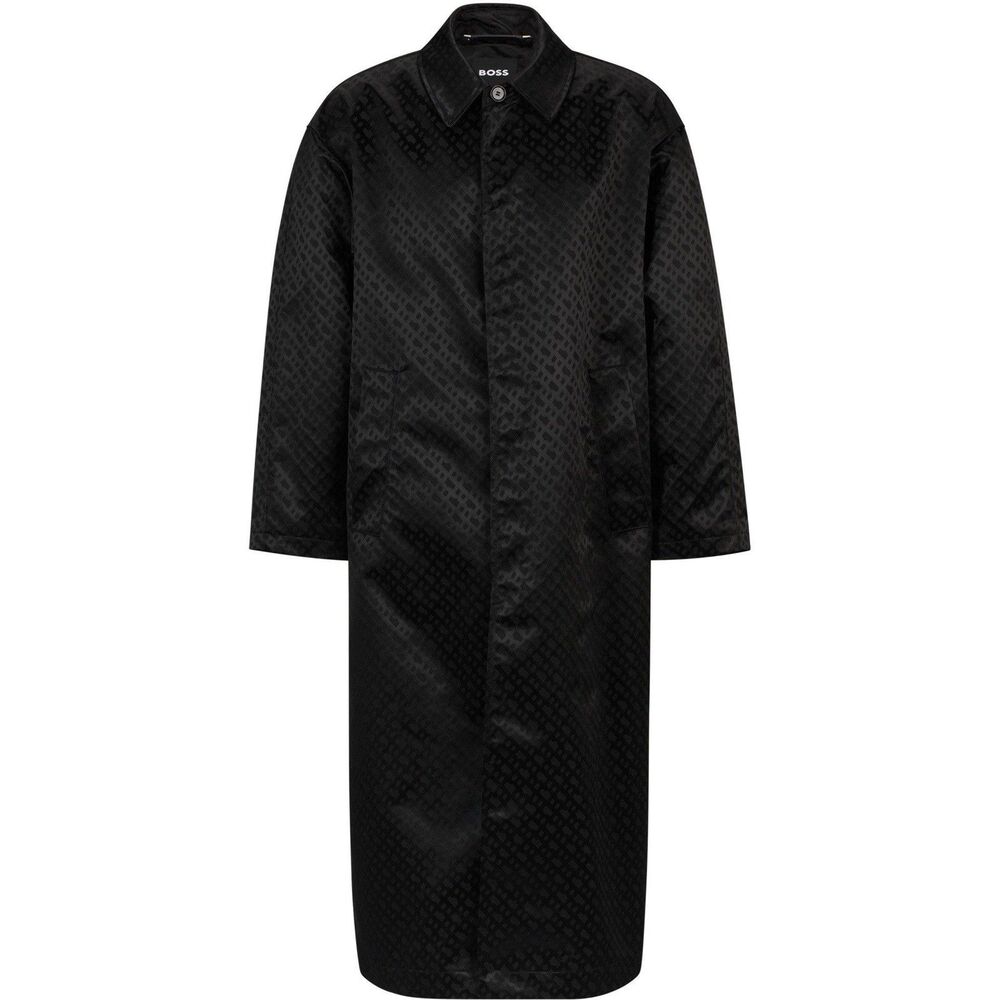 HUGO BOSS Geometric Pattern Black Button Long Overcoat Men's Size 40R